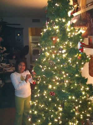 Photo: Maya and I are already decorating the Christmas tree.